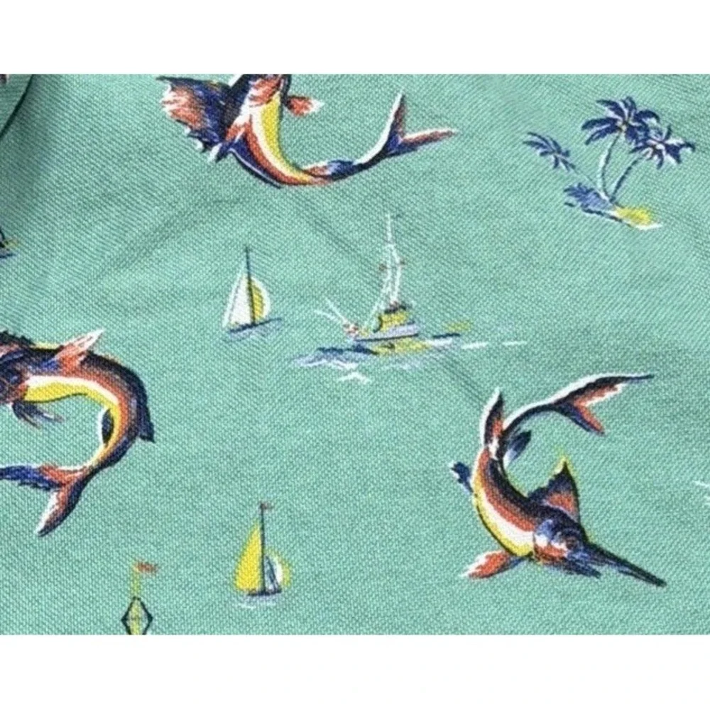 Polo Ralph Lauren Men's Large Shirt Sailing All Over Print Button Up Fish Island
